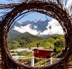View of Mount Kinabalu from Kundasang, Sabah, North Borneo, Malaysia