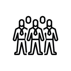 Black line icon for staffing 