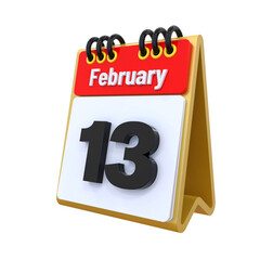 13 February Calendar icon 3d