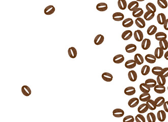 散らばるコーヒー豆の背景イラスト