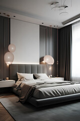 Fusion style bedroom interior in modern luxury house.
