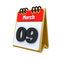 09 March Calendar icon 3d