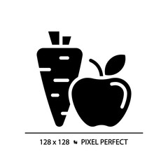 2D pixel perfect glyph style healthy diet icon, isolated vector, silhouette illustration representing allergen free.