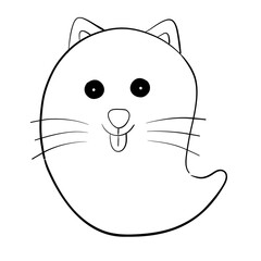 Spooky Halloween Cute Ghost in Black & White Lines