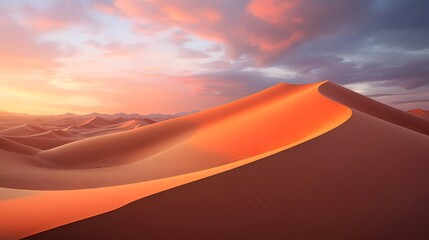 Panoramic view of the sand dunes in the Namib desert at sunset