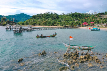 beautiful aerial view of Manjuto beach in Mandeh, southern coastal district, West Sumatra