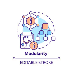 2D editable multicolor icon modularity concept, isolated vector, health interoperability resources thin line illustration.
