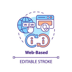 2D editable multicolor web-based icon concept, isolated vector, health interoperability resources thin line illustration.