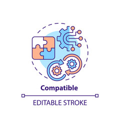 2D editable multicolor icon compatible concept, isolated vector, health interoperability resources thin line illustration.