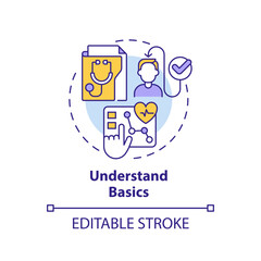 2D editable multicolor icon understand basics concept, isolated vector, health interoperability resources thin line illustration.