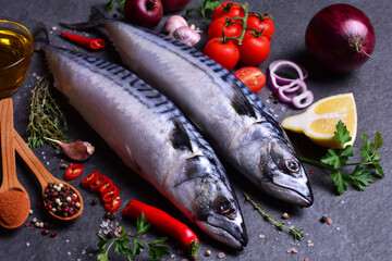 Mackerel fish with spices and vegetables
