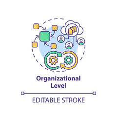 Fototapeta premium 2D editable multicolor icon organizational level concept, isolated vector, health interoperability resources thin line illustration.