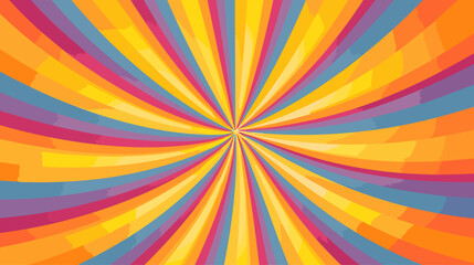 1970s Hippie Retro Style. Sunburst Groovy Wavy Spiral Line Abstract Background