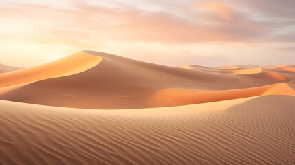 Fototapeta na wymiar Desert panorama. Sand dunes at sunset. 3d render