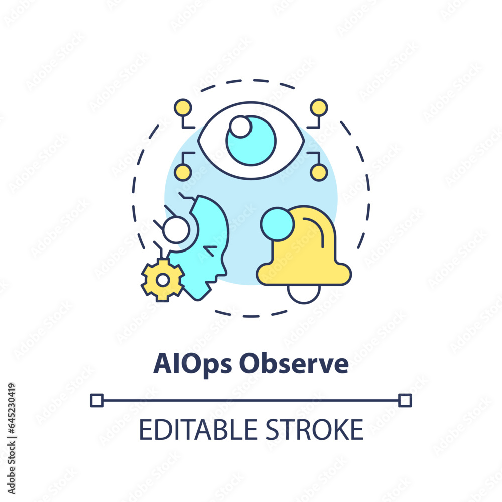 Poster 2d editable ai ops observe icon representing ai ops, isolated vector, multicolor thin line illustrat