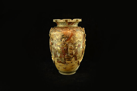 Golden clay vase ceramic
