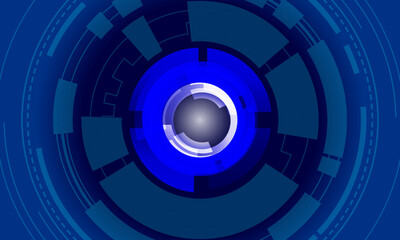 Digital technology banner on dark blue background.