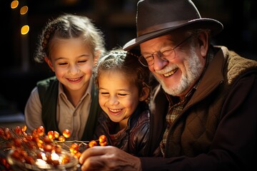 Intergenerational photo: grandchildren and grandparents together