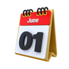 01 June Calendar icon 3d