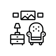 Black line icon for living 