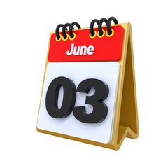 03 June Calendar icon 3d