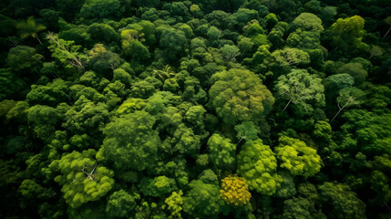 Aerial top down view of lush primary forest in Halmahera. generative ai. - obrazy, fototapety, plakaty