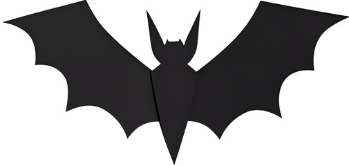 Black Halloween bat paper cut art, AI generated, PNG file no background