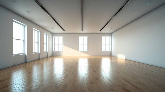 free photos large Window in white empty room with wooden floor interior of empty house room AI generated image