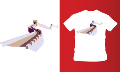 great wall of china t-shirt design editable template