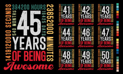 Naklejka premium Adults Birthday Gen X 41-50 Years Old Months Old of Being Awesome Vintage Retro 
