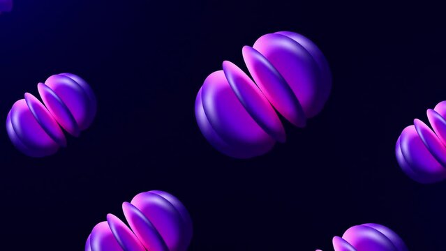 Abstract animation with rotating and moving gradient circles, neon circle lighting. Modern design. 3D concept. Seamless looping 4k video