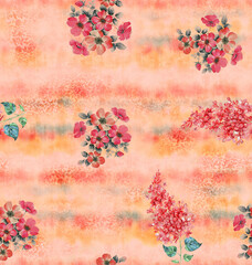 flower and Colorfull Flowers background watercolor Textile Design - illustration