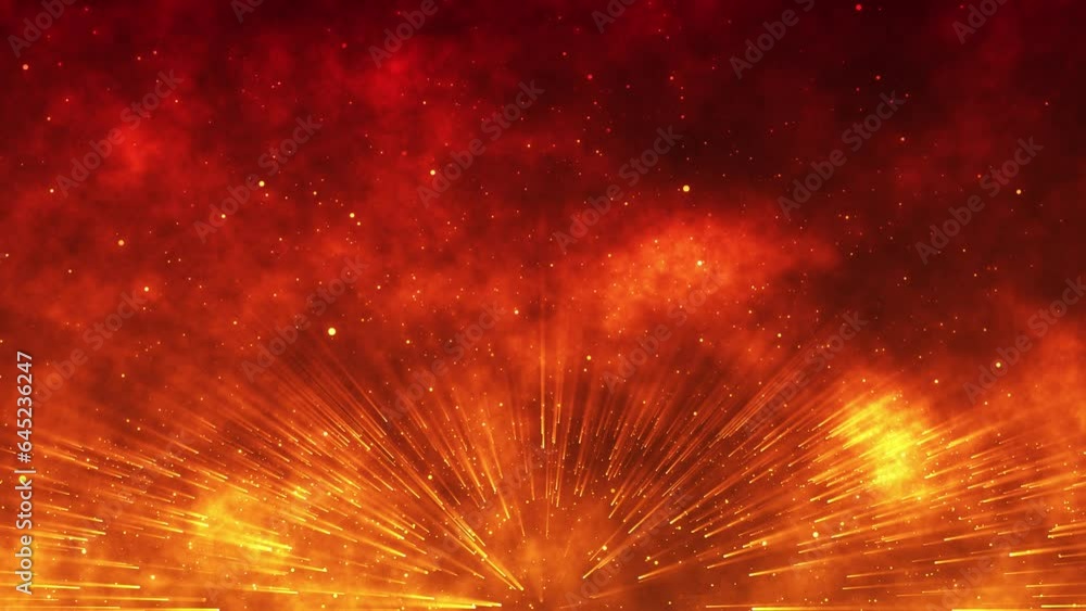 Poster abstract animated background of glowing particles. movement of bright dots of particles emitted by r