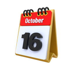 16 October Calendar icon 3d