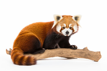 a red panda sitting on a branch of a tree - Powered by Adobe