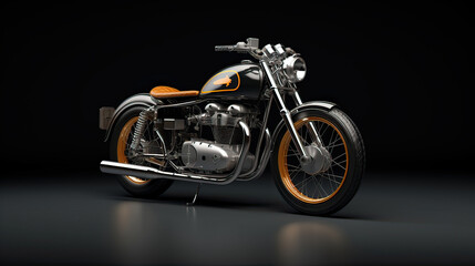 3D render  of motorcycle wiht a black background