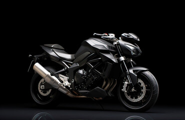 3D render  of motorcycle wiht a black background
