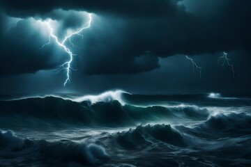 Lightning Over a Stormy Sea