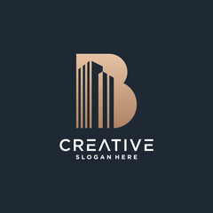 Creative building logo design with letter B logo