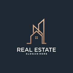 Real estate building logo design with creative idea
