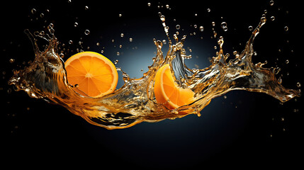 orange splash in water