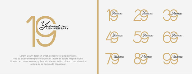 set of anniversary logo brown color on white background for celebration moment