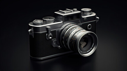 3D render  of vintage camera wiht a black background