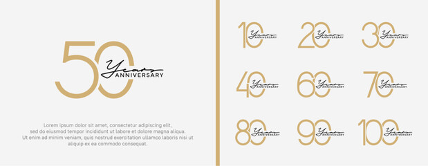 set of anniversary logo brown color on white background for celebration moment