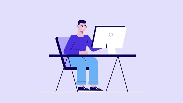 2D Character Work At Desk 4K