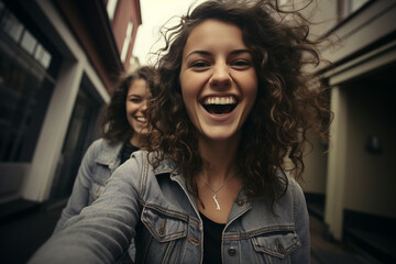 Double the Joy: Happy Twin Sisters' Outdoor Selfie
