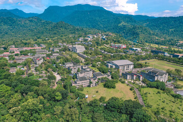 Fototapeta na wymiar Aerial view of Andalas University Campus, Padang City