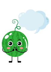 Funny watermelon mascote with empty speech bubble