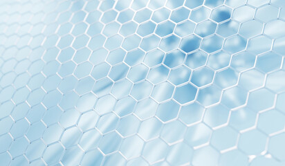 Abstract background hexagons design. science cosmetic technology. concept skin care cosmetics solution. 3d rendering.