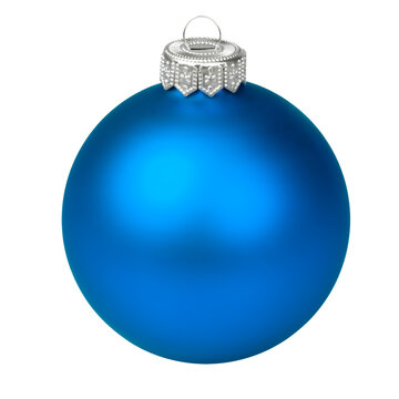 Blue Christmas bauble on white background